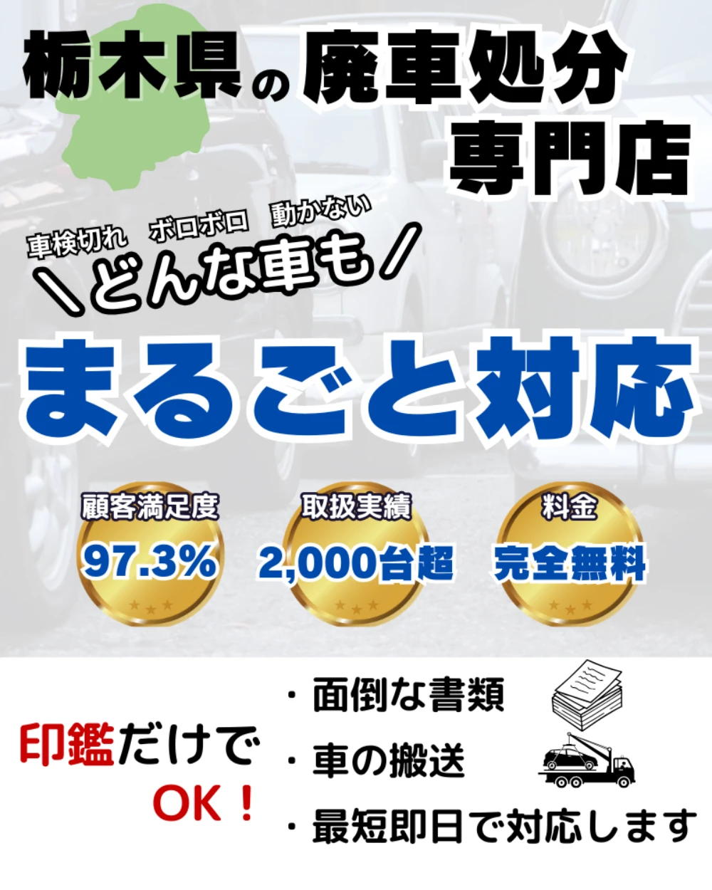 廃車の書類・手続き、全部おまかせ!初めてでも安心のサポート体制